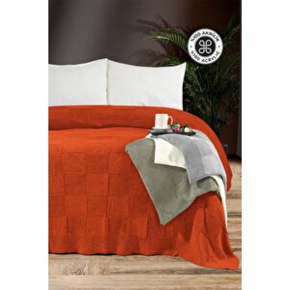 Evlen Home Collection Arya %100 Akrilik Örgü Battaniye Çift Kişilik 1 Parça 220x240 Cm Günlük Çeyizlik Yumuşak Turuncu Battaniye Fiyatı