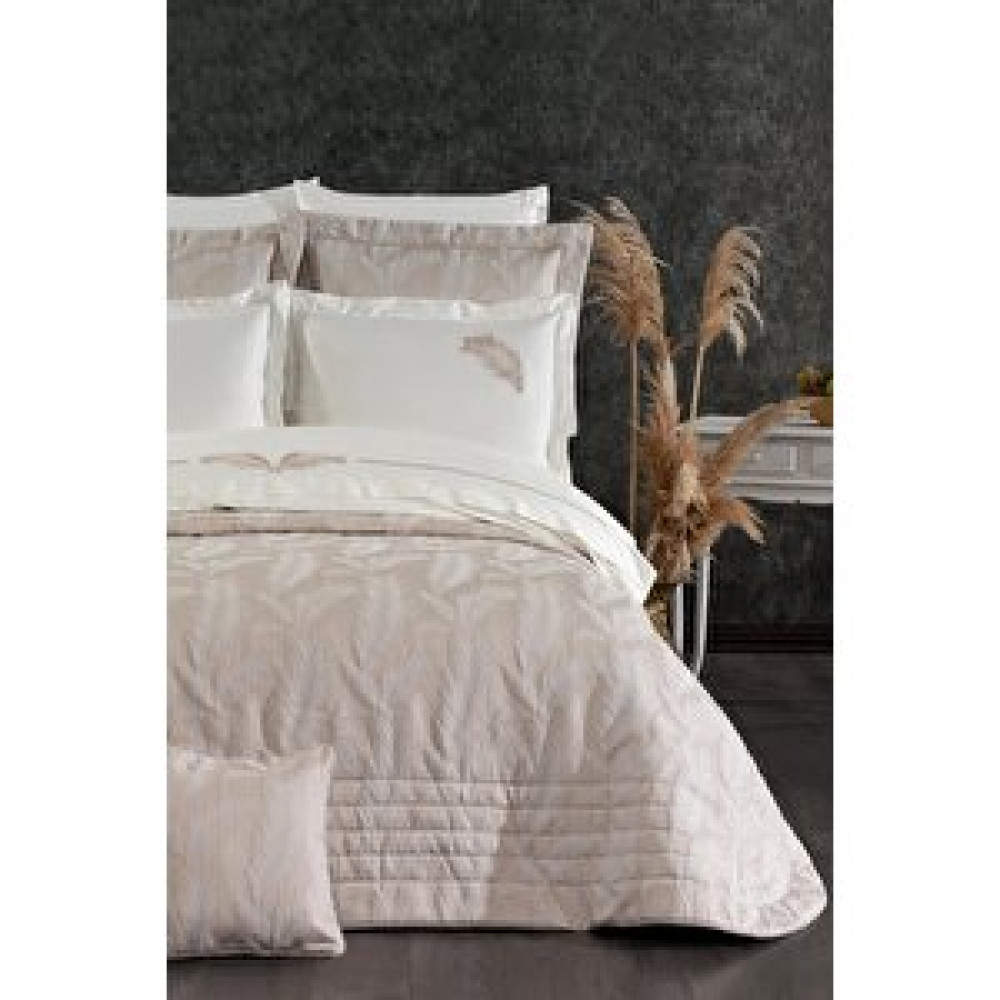 Evlen Home Collection Çeyiz Seti Çift Kişilik Yatak Örtüsü Paketi Valentino Nakışlı Nevresim Takımı Krem (10 Parça) Yatak Örtüsü Fiyatı