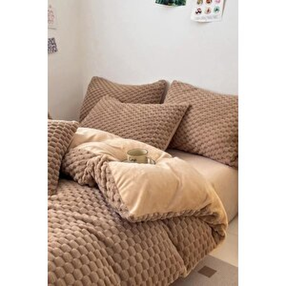 Evlen Home Collection Çift Kişilik Kürk Yorgan Dolgulu Peluş Yumuşak Wellsoft Yatak Örtüsü 1 Parça Set Tri Kahve Yorgan Fiyatı