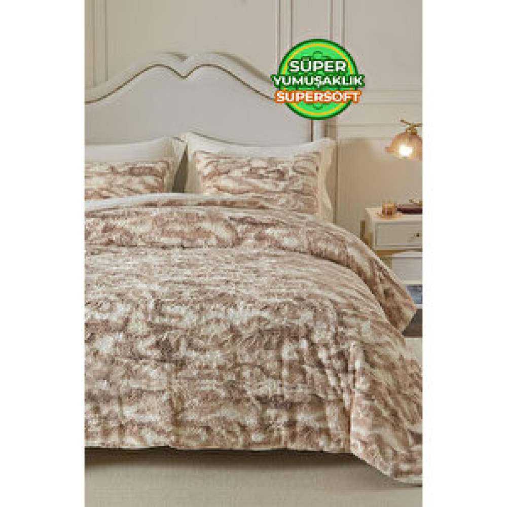 Evlen Home Collection Çift Kişilik Kürk Yorgan Dolgulu Peluş Yumuşak Wellsoft Yatak Örtüsü 3 Parça Set Mayra Yorgan Fiyatı