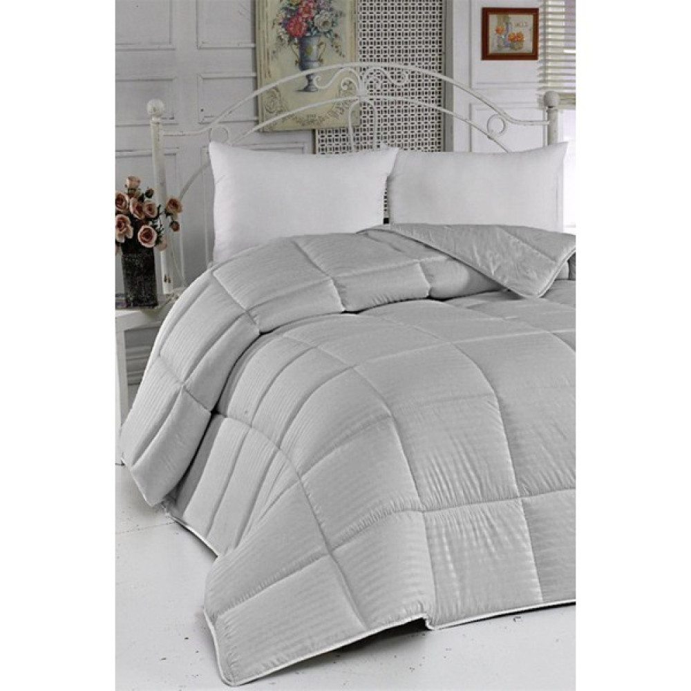 Evlen Home Collection Çift Kişilik Yorgan Lüks Silikon Dolgulu Major Yumuşak Çizgili 195X215 cm Çeyizlik Kışlık Yorgan - 0315 Gri - 195 x 215 cm Yorgan Fiyatı