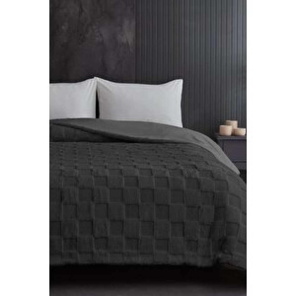 Evlen Home Collection Çift (taraflı) Kişilik Kürk Yorgan Dolgulu Peluş Yumuşak Wellsoft Yatak Örtüsü 1 Parça Set Floy Antrasit Yorgan Fiyatı