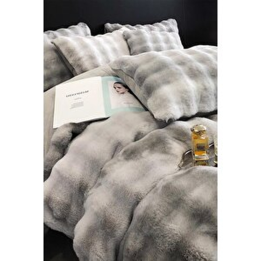 Evlen Home Collection Çift taraflı Kişilik Kürk Yorgan Dolgulu Peluş Yumuşak Wellsoft Yatak Örtüsü 3 Parça Set Opus Gri Yatak Seti / Uyku Seti Fiyatı