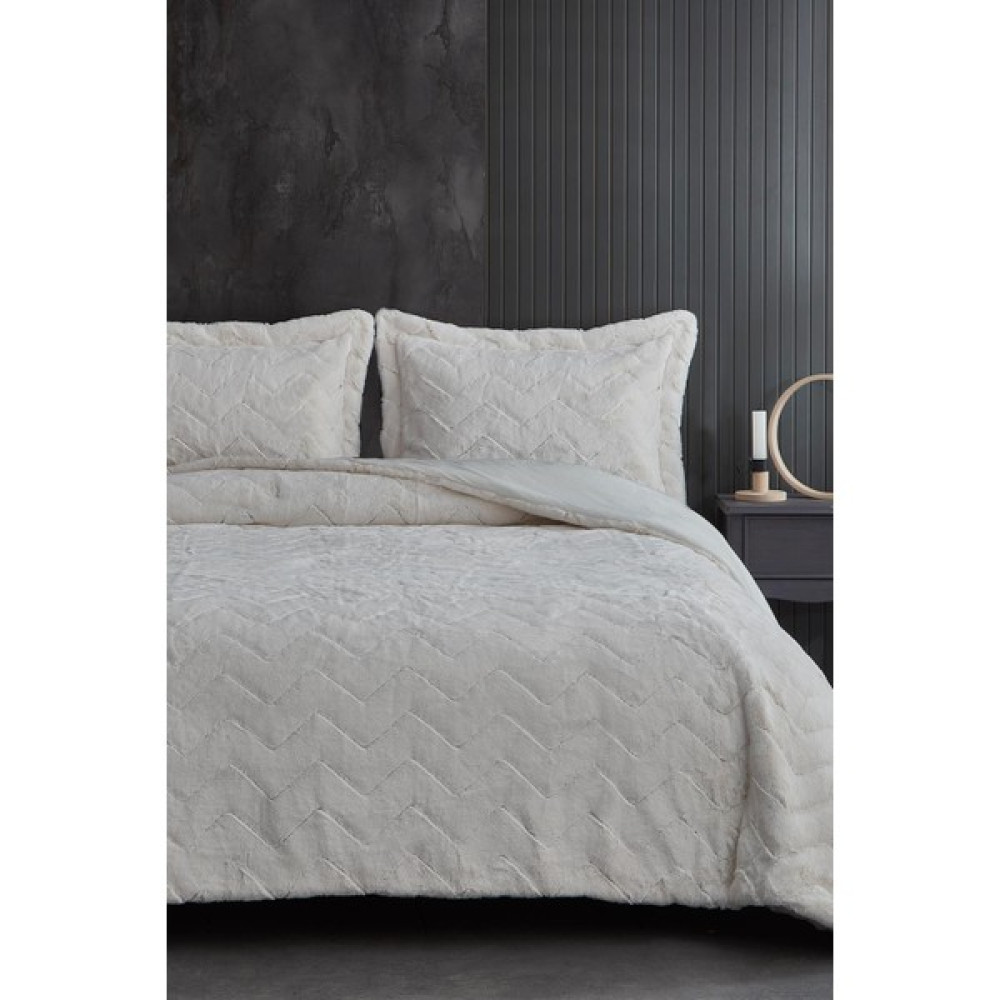 Evlen Home Collection Çift (Taraflı) Kişilik Kürk Yorgan Uyku Seti Yumuşak Dolgulu Wellsoft Peluş 3 Parça Kyra - Beyaz - 220 x 240 cm Yorgan Fiyatı