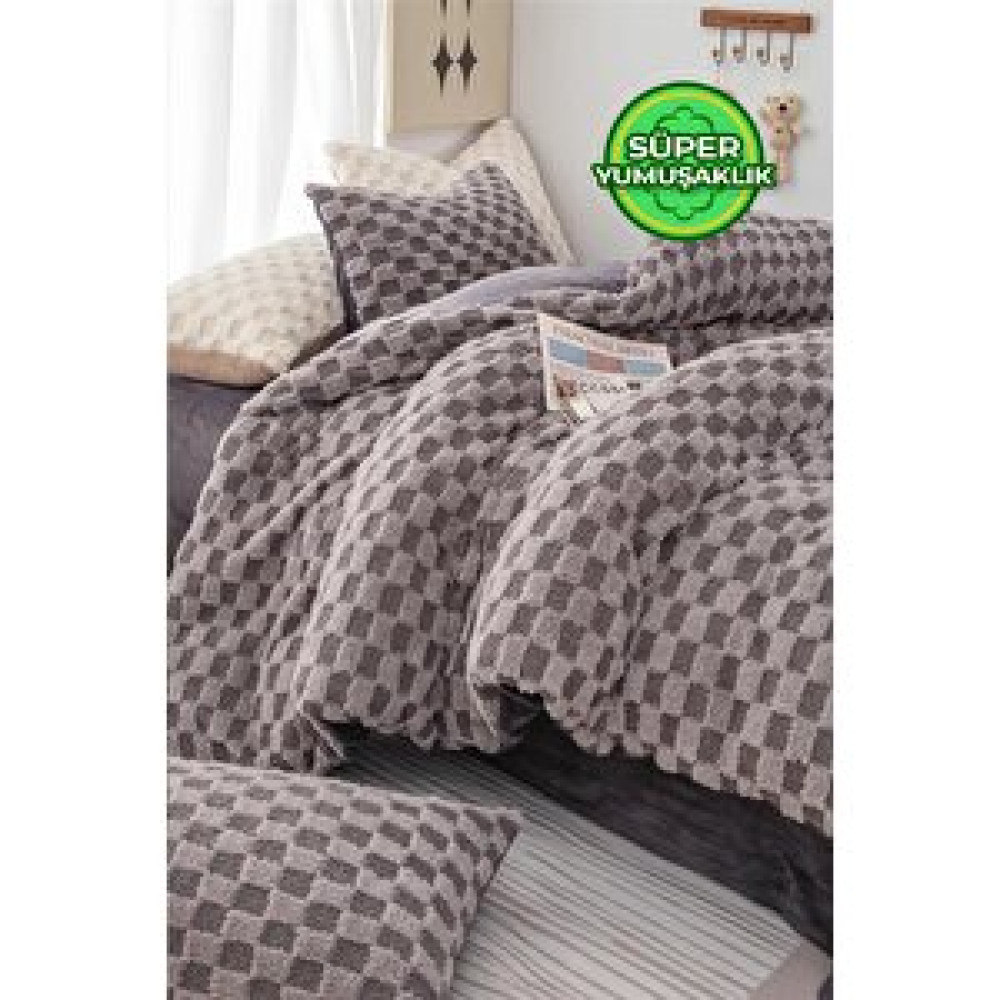Evlen Home Collection Çift (taraflı) Kişilik Kürk Yorgan Uyku Seti Yumuşak Wellsoft Peluş 3 Parça Polo Antrasit Yorgan Fiyatı