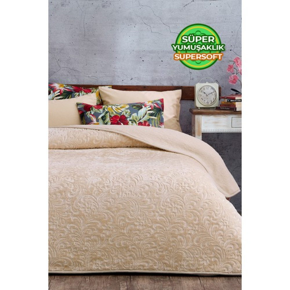 Evlen Home Collection Embos Baskılı Pamela Kalın Tek Kişilik Battaniye 180 x 220 cm - Cappuccino Battaniye Fiyatı
