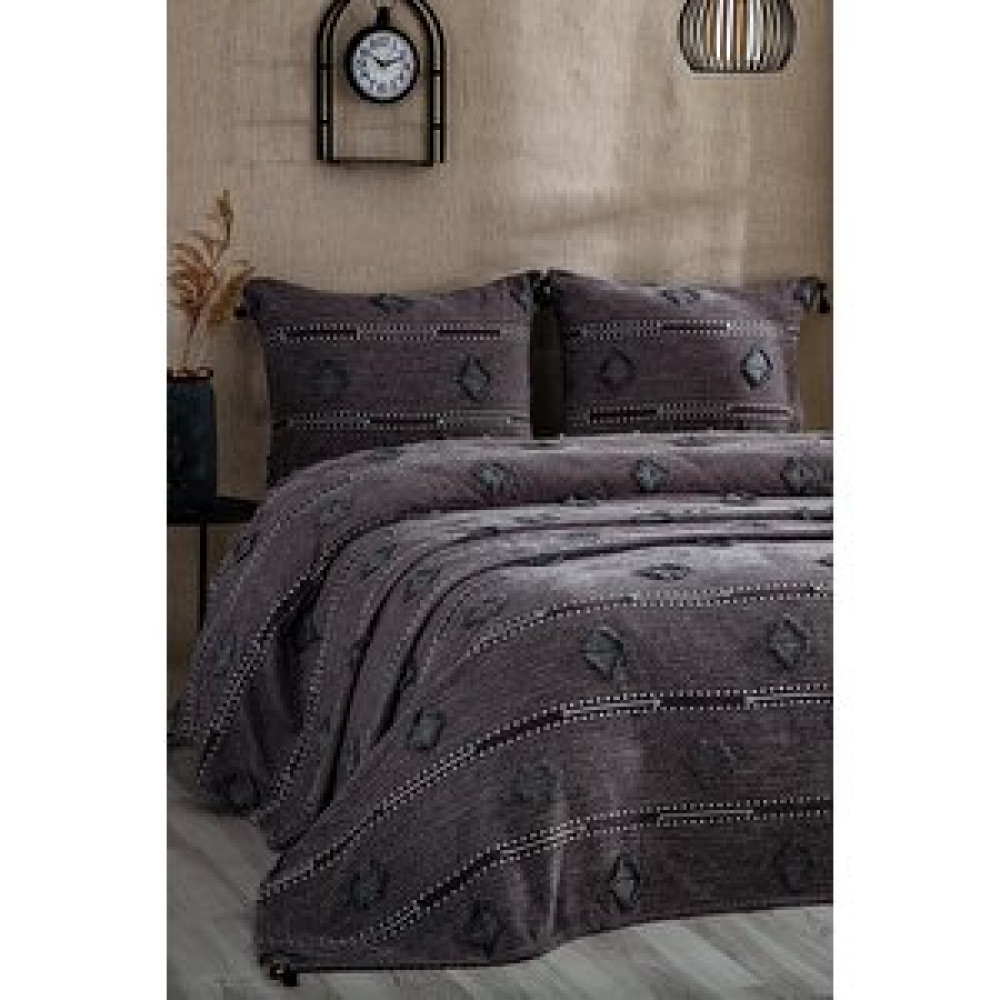 Evlen Home Collection Katre Pamuklu Çift Kişilik (pike Takımı) Yatak Örtüsü Battal Çeyiz Seti 3 Parça Antrasit Yatak Örtüsü Fiyatı