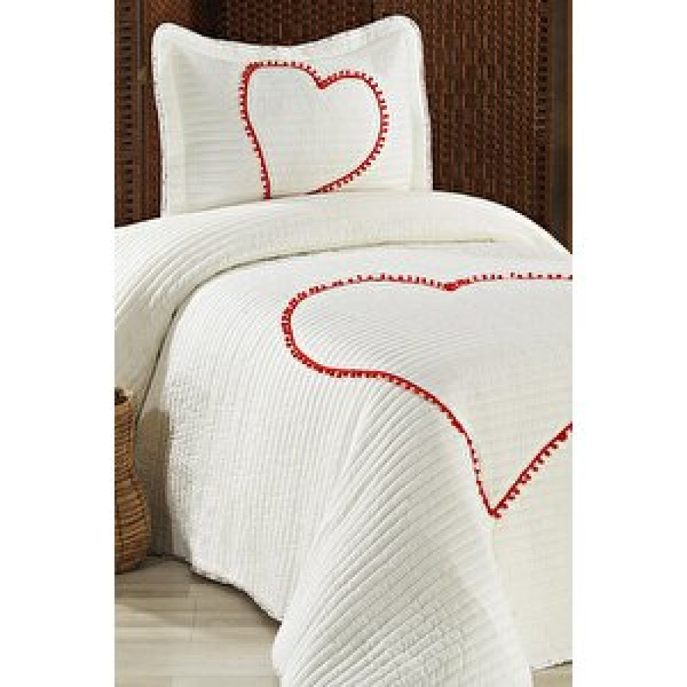 Evlen Home Collection Larin Kalpli Ponponlu %100 Pamuk Tek Kişilik Yatak Örtüsü ( Pike ) Takımı Yatak Örtüsü Fiyatı