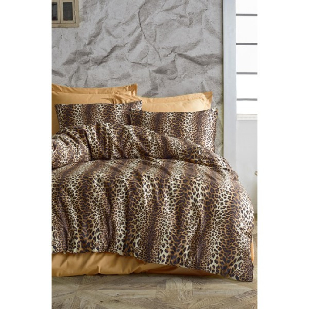 Evlen Home Collection Leopar Desen Pamuklu Nevresim Takımı Çift Kişilik (4 Parça) Nevresim Seti - 200 x 220 cm - Gold Nevresim Takımı Fiyatı