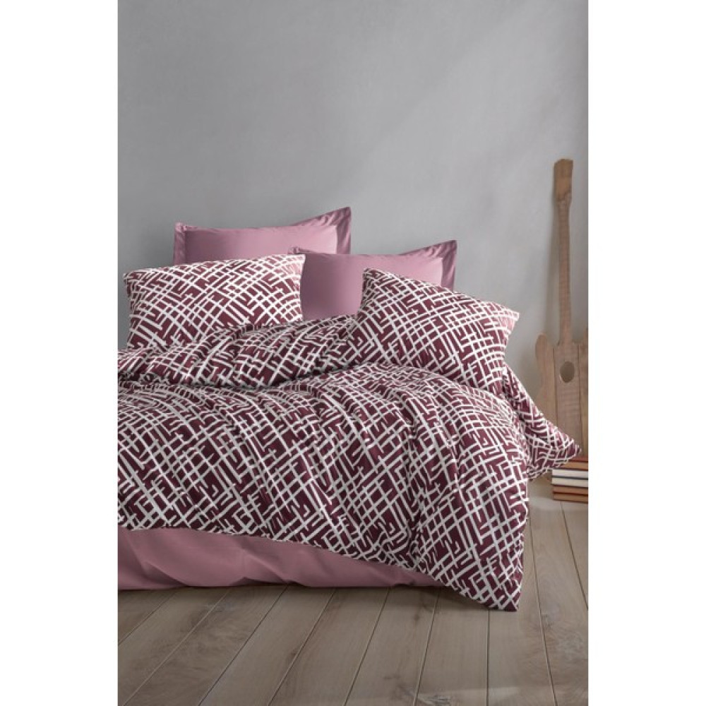 Evlen Home Collection Luan Pamuklu Nevresim Takımı Çift Kişilik (4 Parça) Krem Bordo Nevresim Seti - 200 x 220 cm Nevresim Takımı Fiyatı