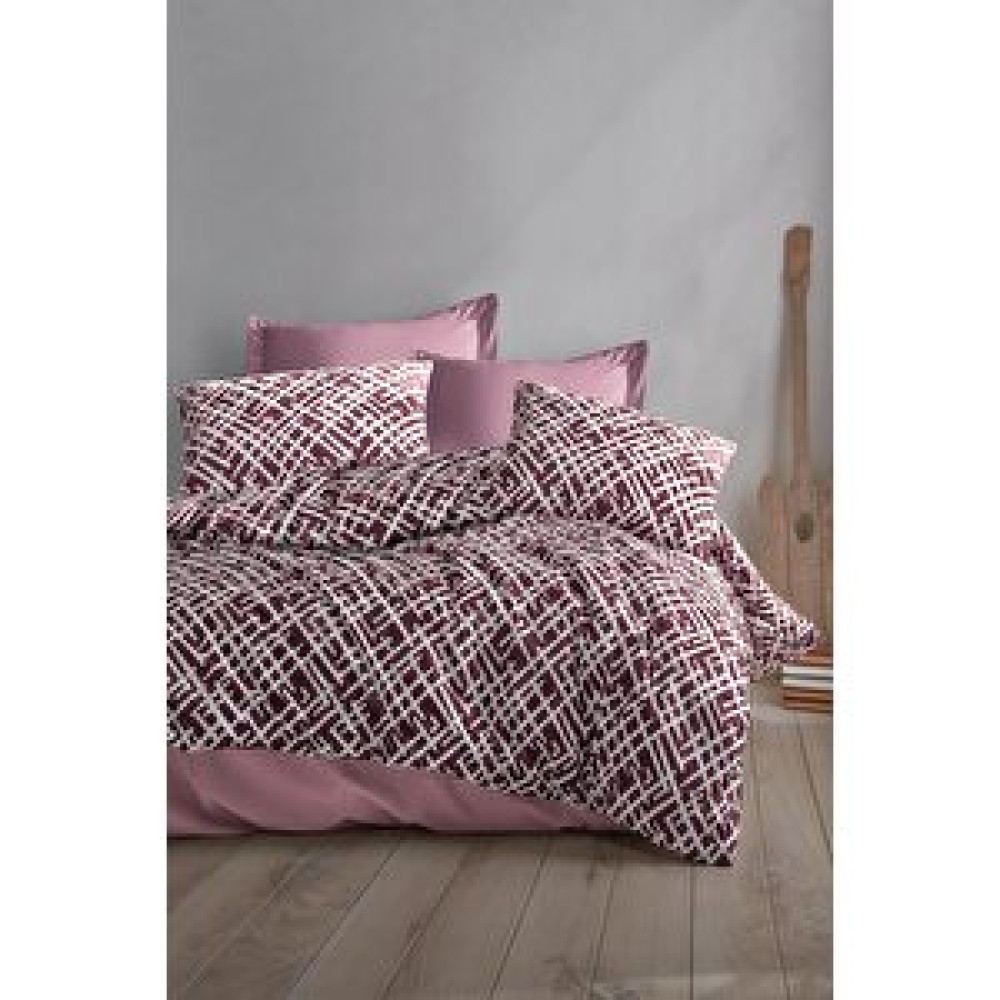Evlen Home Collection Luan Pamuklu Nevresim Takımı Çift Kişilik 4 Parça Nevresim Seti Bordo Bordo Nevresim Takımı Fiyatı