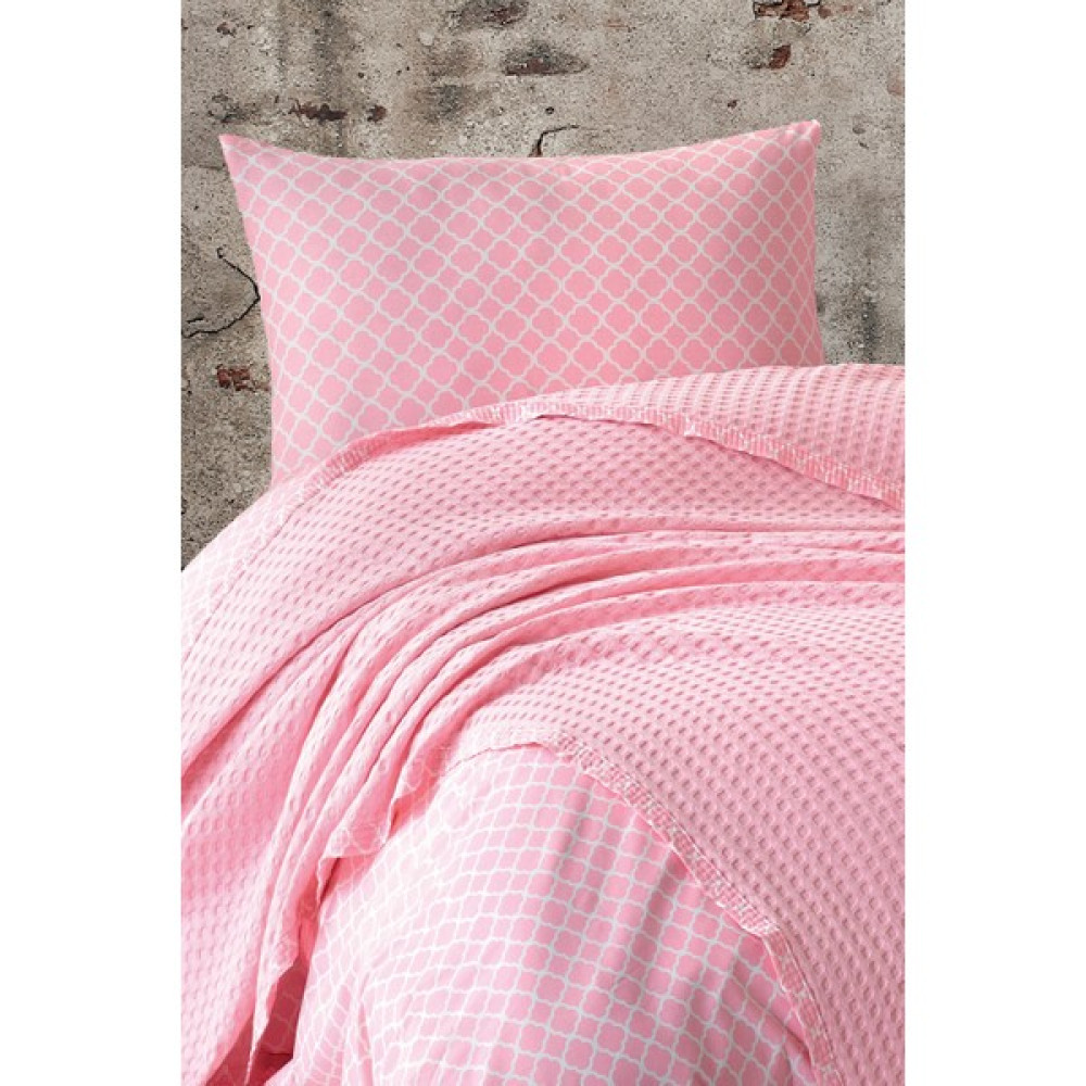 Evlen Home Collection Pamuk Pike Takımı Tek Kişilik 3 Parça Havuzlu Pike Seti / Yatak Örtüsü - Pudra Pike & Pike Takımı Fiyatı