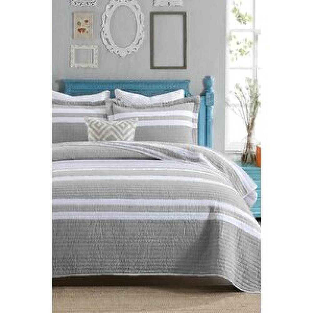 Evlen Home Collection Pamuklu Çizgili Yatak Örtüsü Seti Çift ( Taraflı ) Kişilik 3 Parça Günlük Battal Jelly Gri Yatak Örtüsü Fiyatı