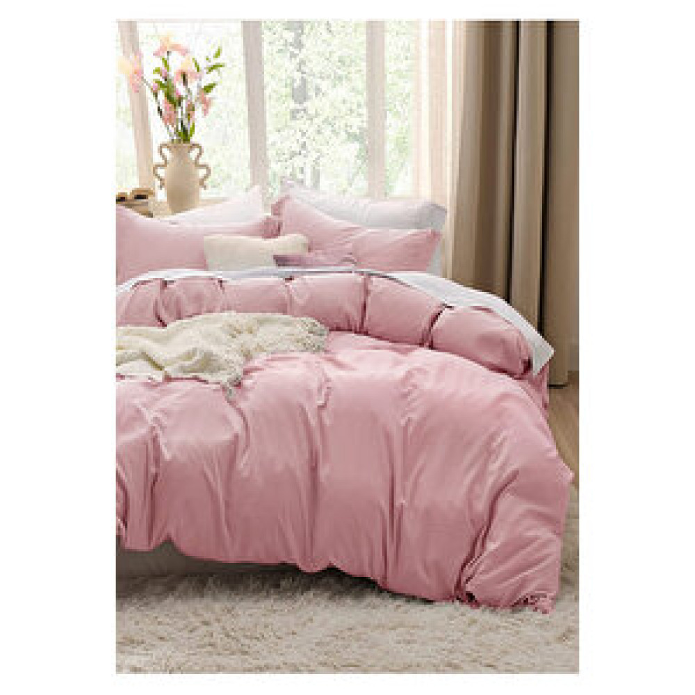 Evlen Home Collection Pamuklu Lena Nevresim Takımı Çift Kişilik 4 Parça Açık Pembe Nevresim Takımı Fiyatı
