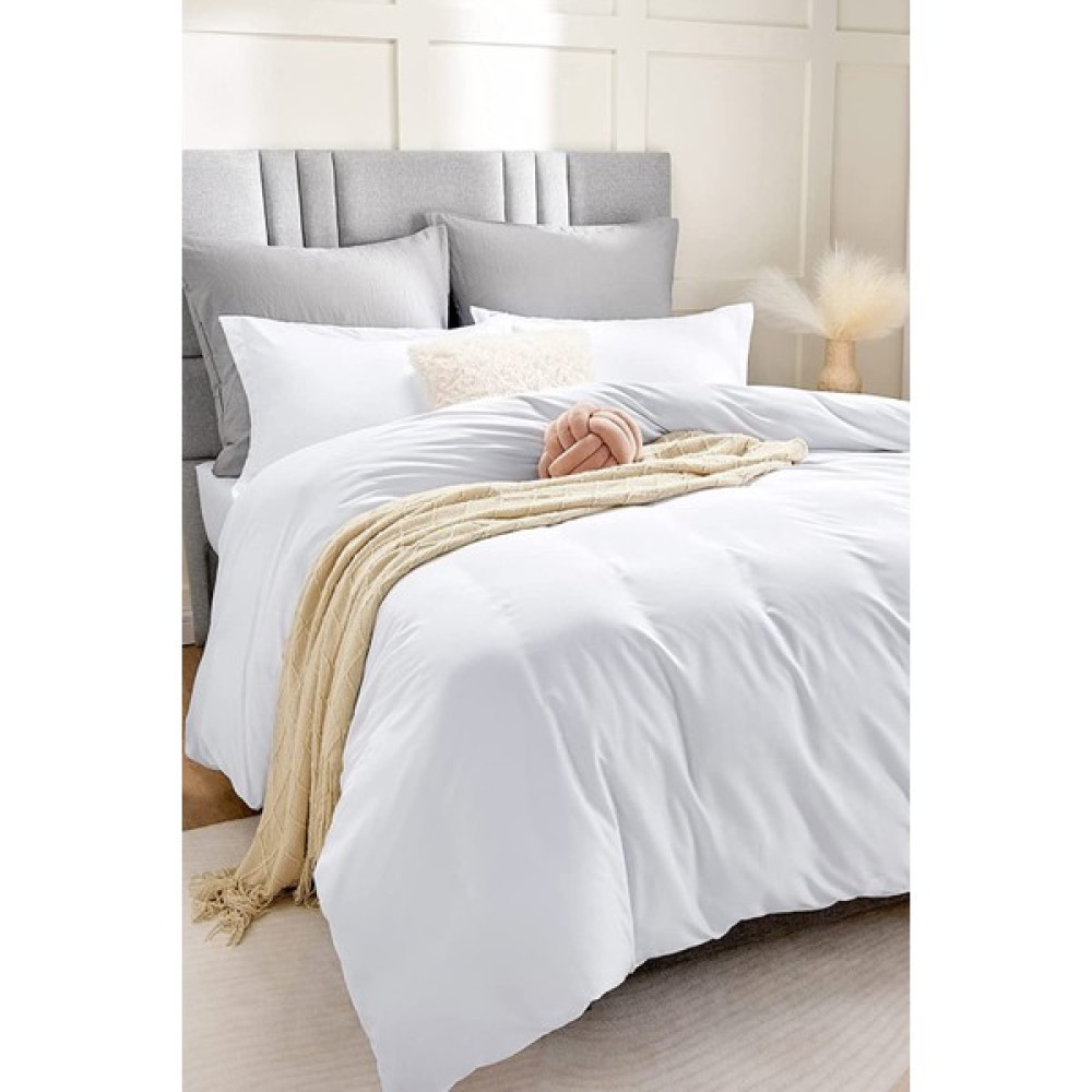 Evlen Home Collection Pamuklu Lena Nevresim Takımı Çift Kişilik Beyaz (4 Parça) - 200 x 220  cm Nevresim Takımı Fiyatı