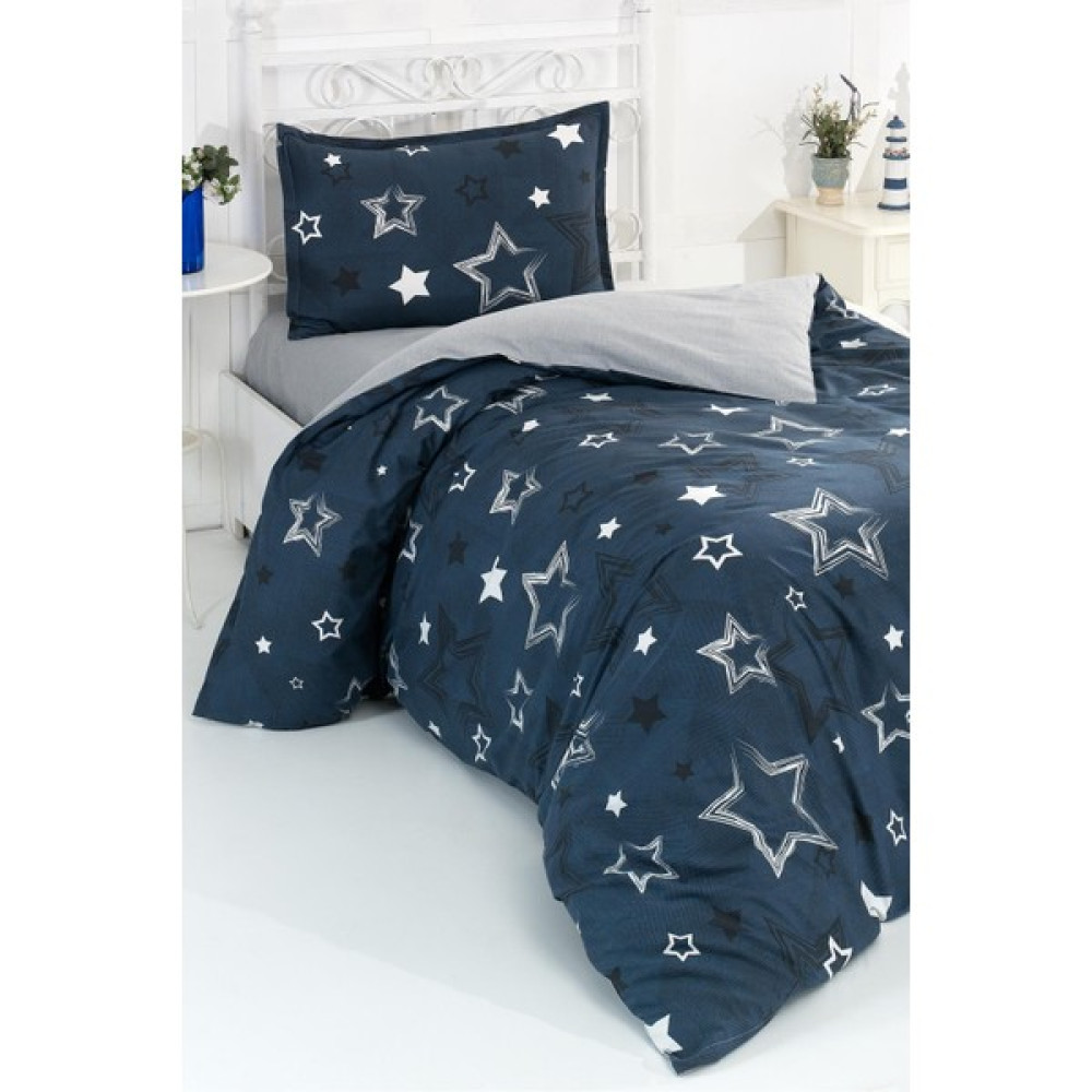 Evlen Home Collection Pamuklu Yıldız Desen Nevresim Takımı Tek Kişilik Lacivert (2 Parça) - 160 x 220 cm Nevresim Takımı Fiyatı