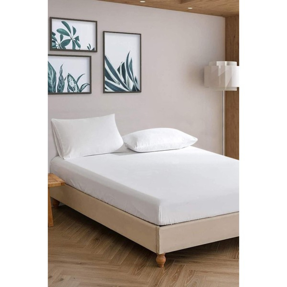 Evlen Home Collection Penye Lastikli %100 Pamuk Tek / Çift Kişilik Çarşaf Beyaz - 160 x 200 cm Çarşaf Fiyatı