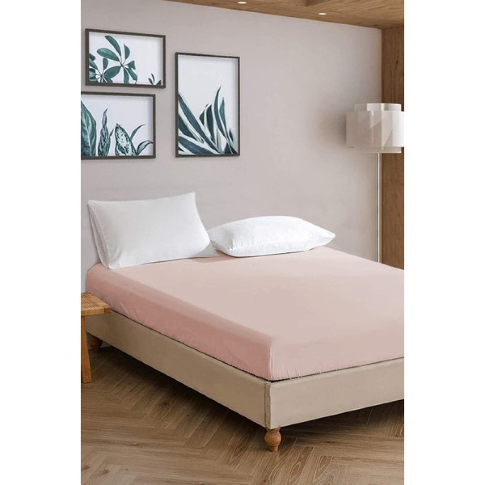 Evlen Home Collection Penye Lastikli %100 Pamuk Tek / Çift Kişilik Çarşaf Pudra - 220 x 240 cm Çarşaf Fiyatı