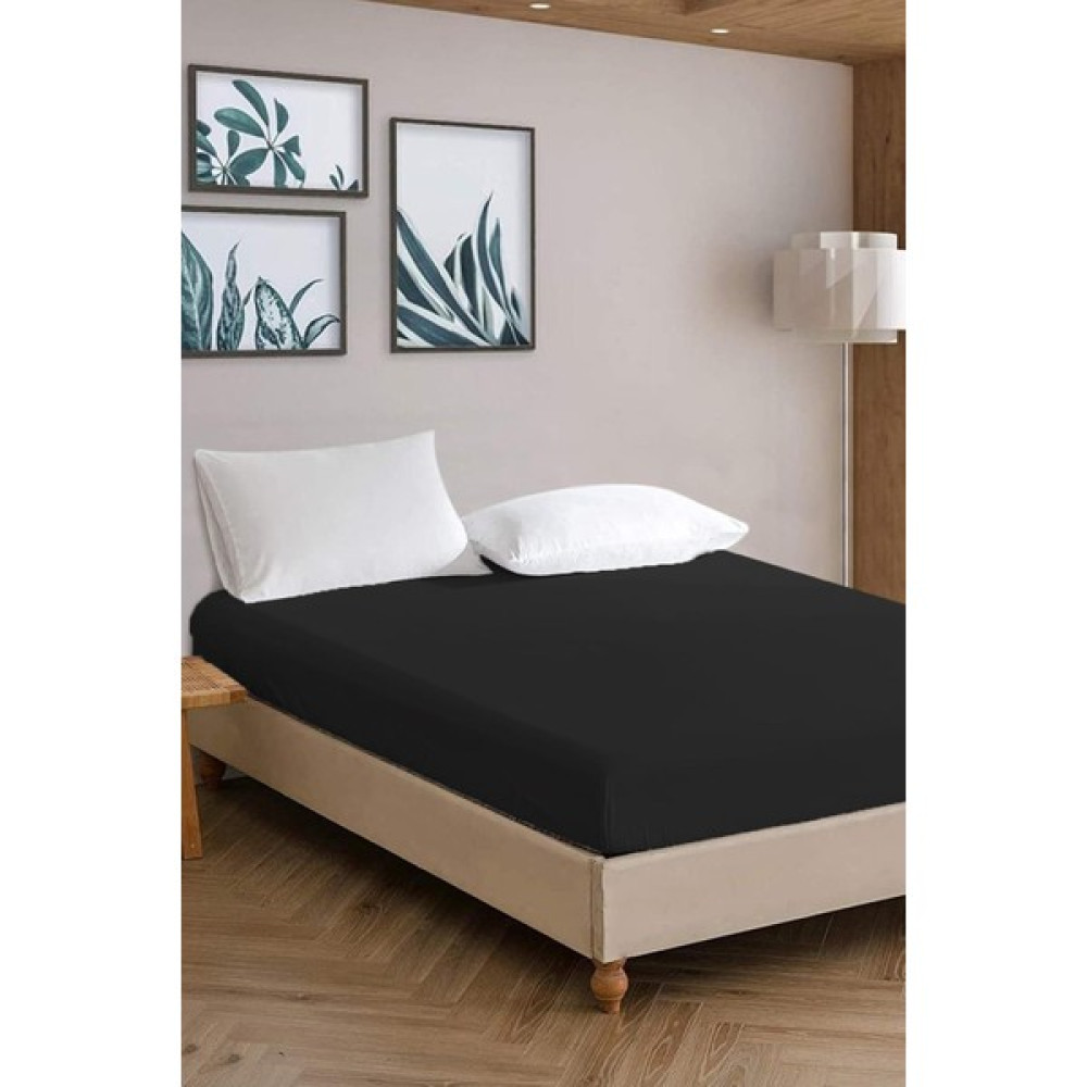 Evlen Home Collection Penye Lastikli %100 Pamuk Tek / Çift Kişilik Çarşaf Siyah - 220 x 240 cm Çarşaf Fiyatı