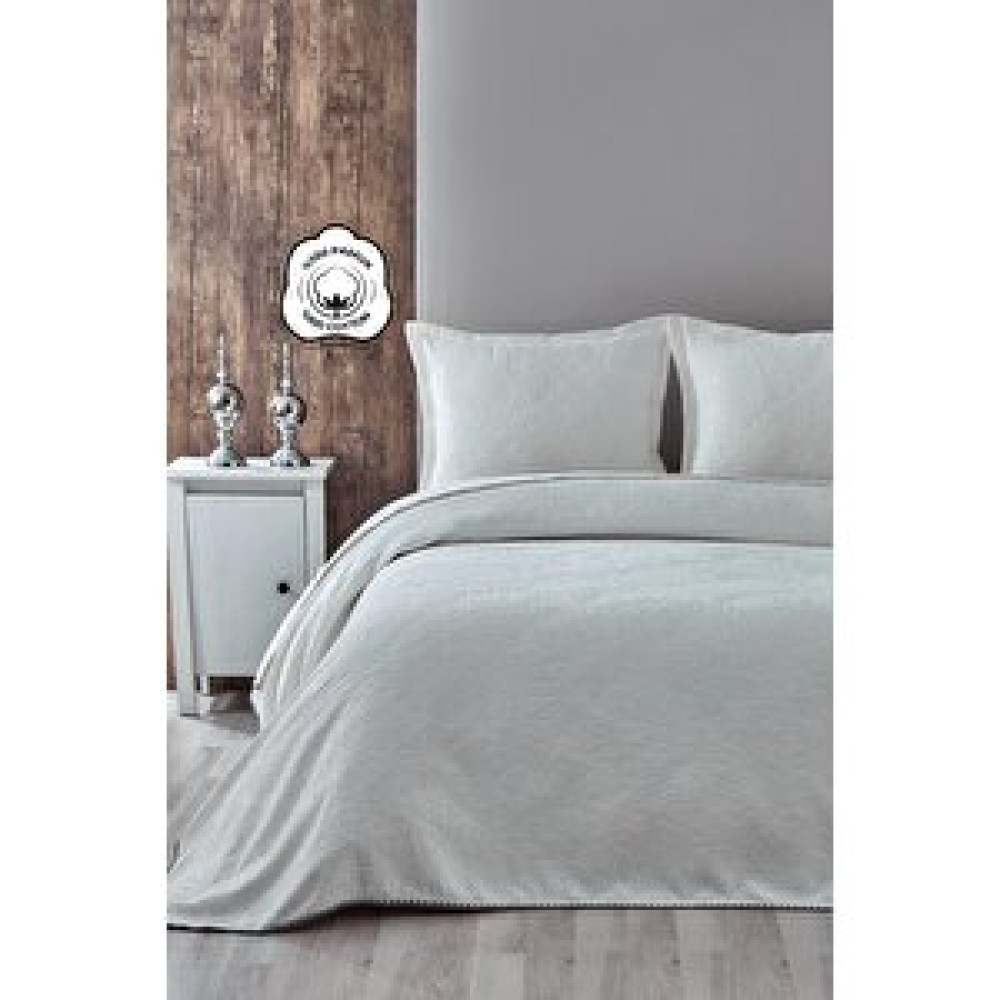 Evlen Home Collection Pera Çift Kişilik Yatak Örtüsü Seti Pike Takımı Şönil %100 Pamuk Yıkanabilir Krem Yatak Örtüsü Fiyatı