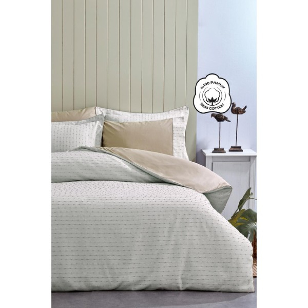 Evlen Home Collection Spectra %100 Pamuk Özel Dokuma Çift Kişilik Nevresim Takımı Biyeli Çarşaflı Çizgili Sade - Bej - 200 x 220 cm Nevresim Takımı Fiyatı