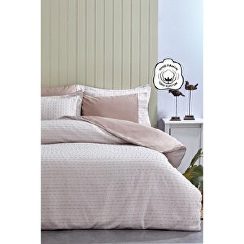 Evlen Home Collection Spectra %100 Pamuk Özel Dokuma Çift Kişilik Nevresim Takımı Biyeli Çarşaflı Çizgili Sade Kahve Nevresim Takımı Fiyatı