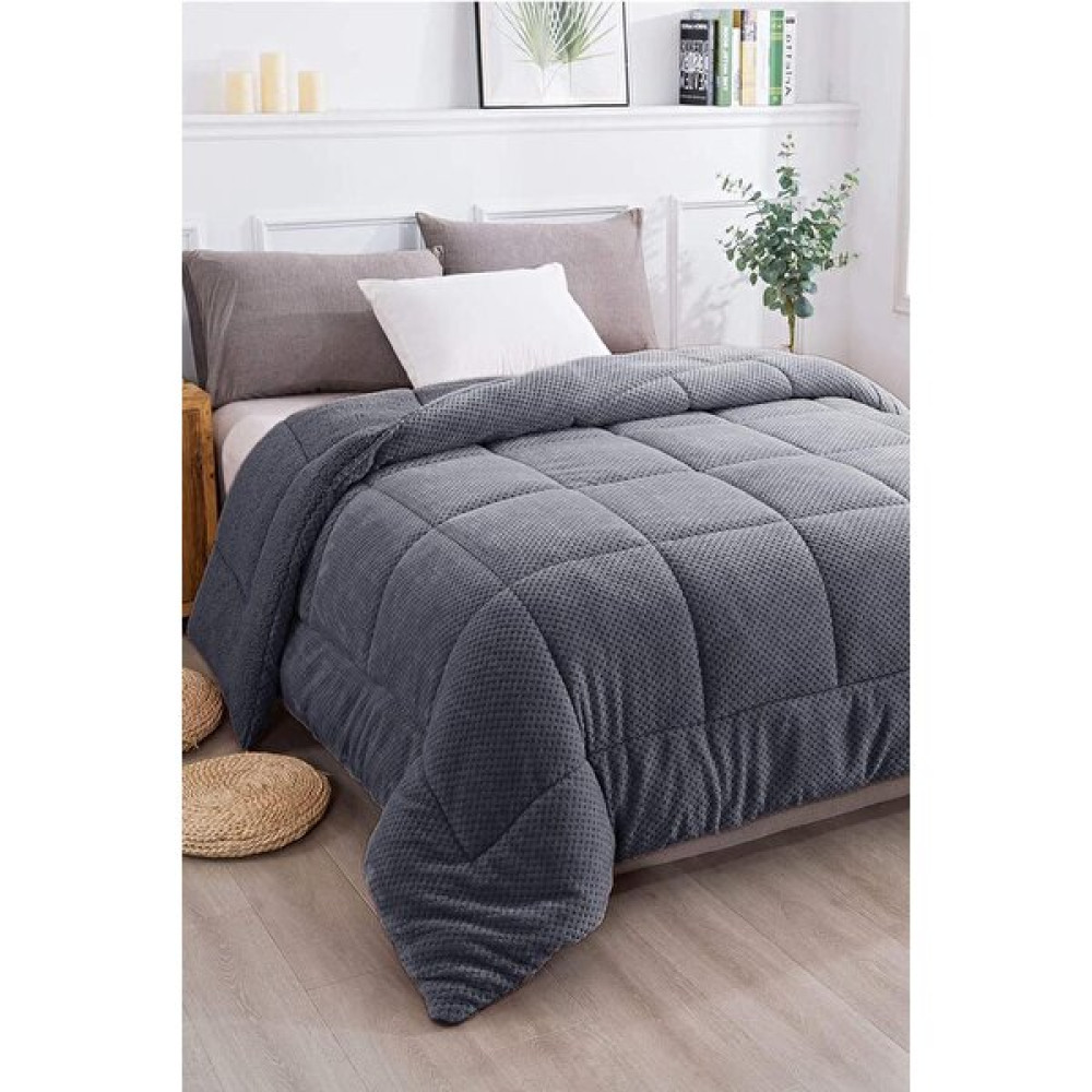 Evlen Home Collection Ultra Yumuşak Çift Taraflı Wellsoft Peluş Yorgan Çift Kişilik (Battaniye / Nevresim) 200X220 cm - 200 x 220 cm - Antrasit Yorgan Fiyatı