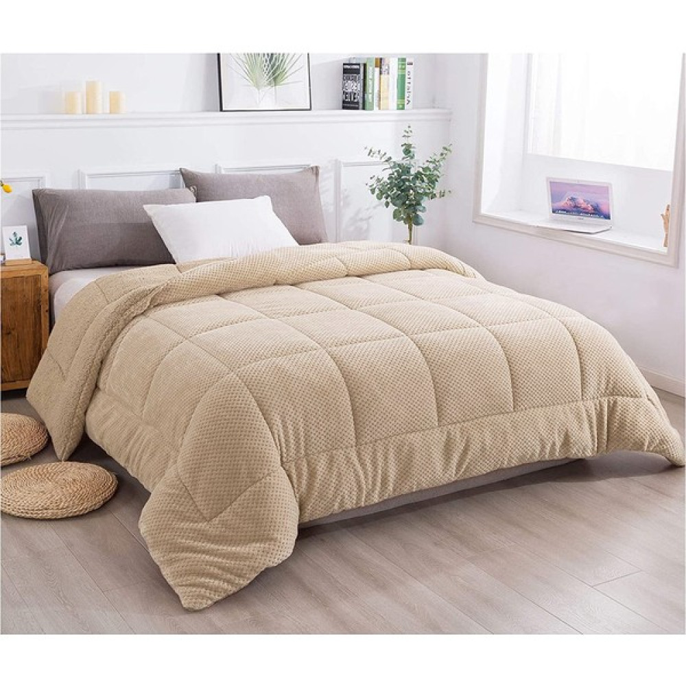 Evlen Home Collection Ultra Yumuşak Tek Kişilik Çift Taraflı Wellsoft Peluş Yorgan Yıkanabilir (Battaniye / Nevresim) 160 x 220 cm - Cappuccino Yorgan Fiyatı
