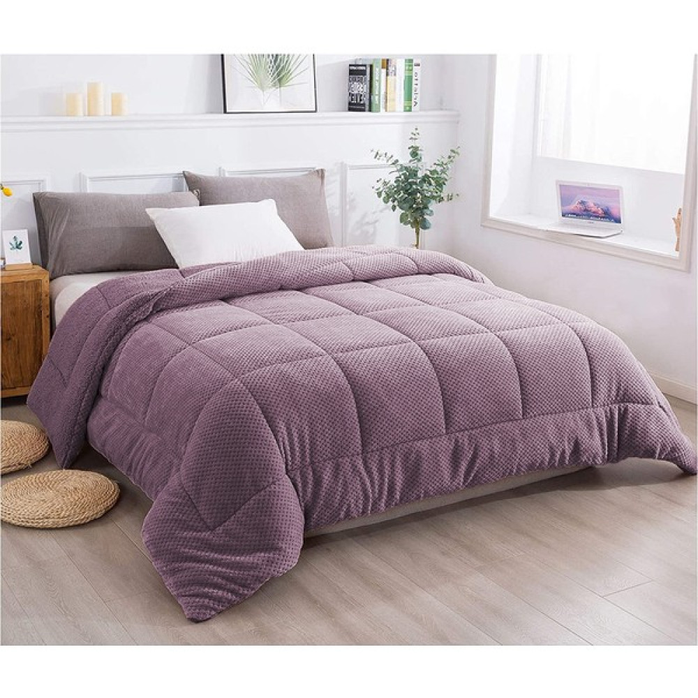 Evlen Home Collection Ultra Yumuşak Tek Kişilik Çift Taraflı Wellsoft Peluş Yorgan Yıkanabilir (Battaniye / Nevresim) 160 x 220 cm - Lila Yorgan Fiyatı