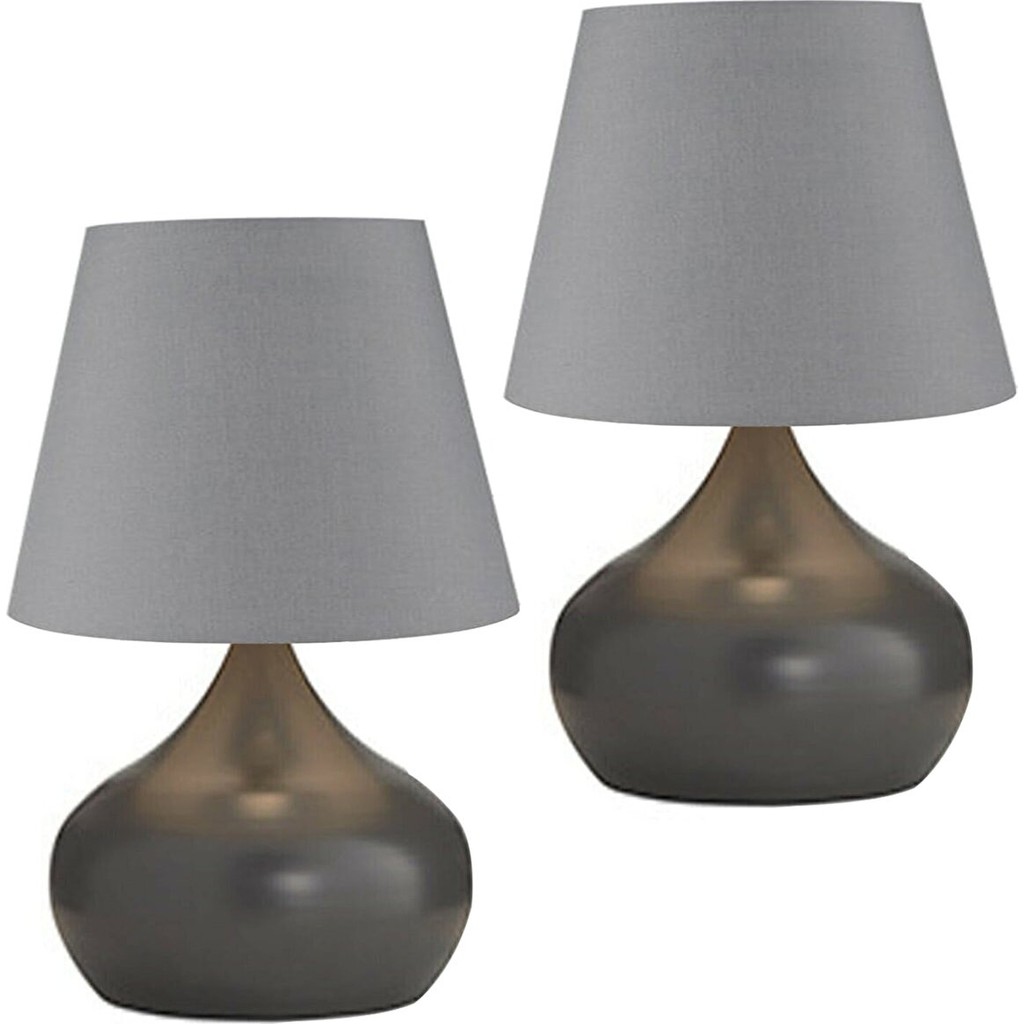 Evlight Lapis 2'li Set Antrasit Şapka Masa Lambası Tekli Metal Abajur - Gümüş - Gri Ofis Masa Lambası Fiyatı