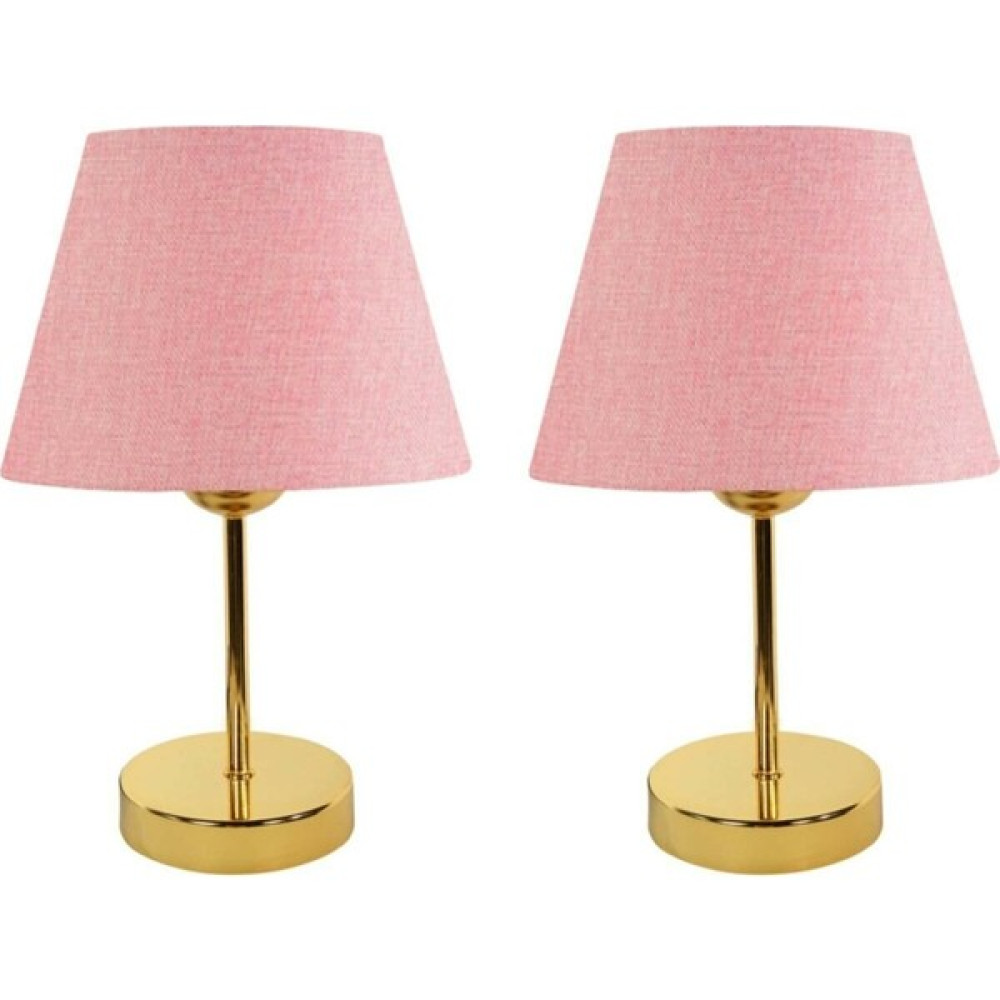 Evlight Metal Ayaklı 2'li Abajur Masa Lambası Abajur Gold Pembe Abajur Fiyatı