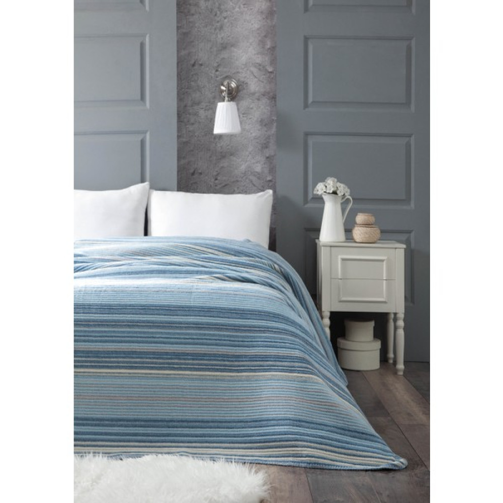Evmisya Pamuklu Tek Kişilik Soft Battaniye Mavi - 150 x 220 cm Battaniye Fiyatı