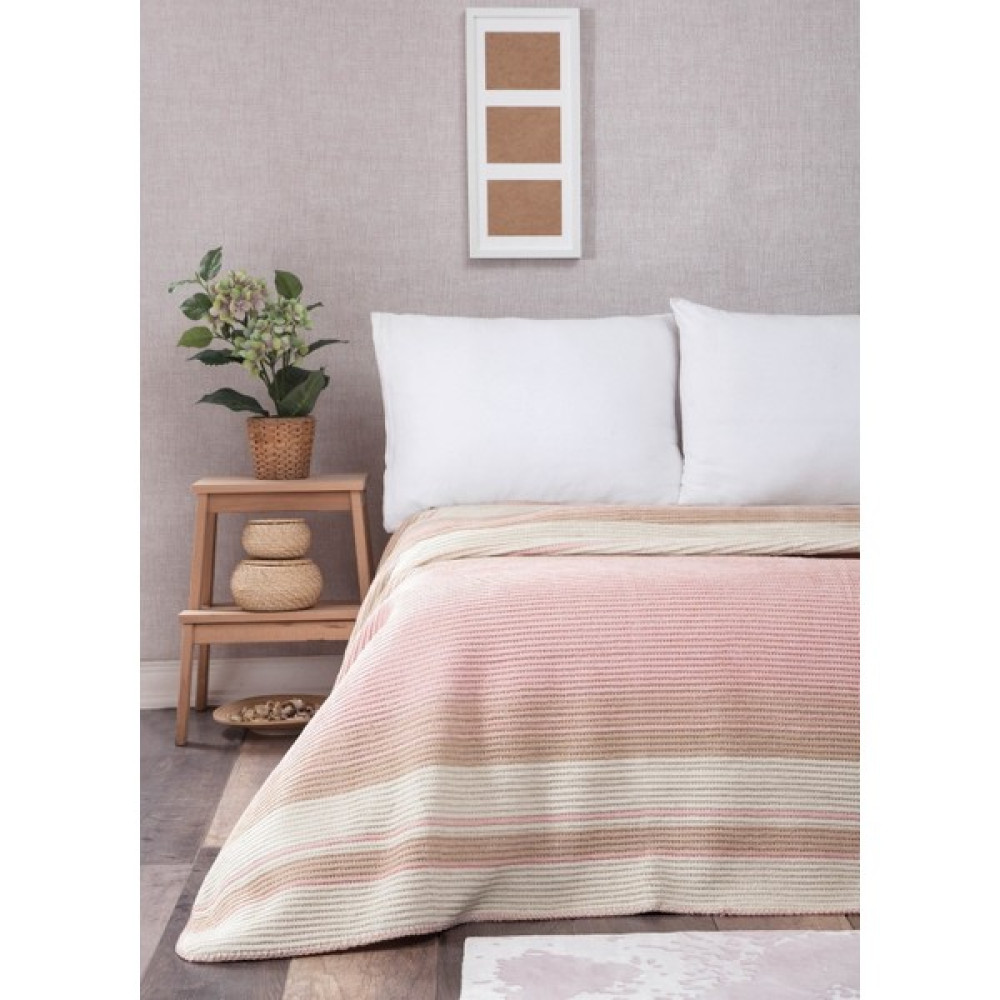Evmisya Pamuklu Tek Kişilik Soft Battaniye Pembe - Pudra - 150 x 220 cm Battaniye Fiyatı
