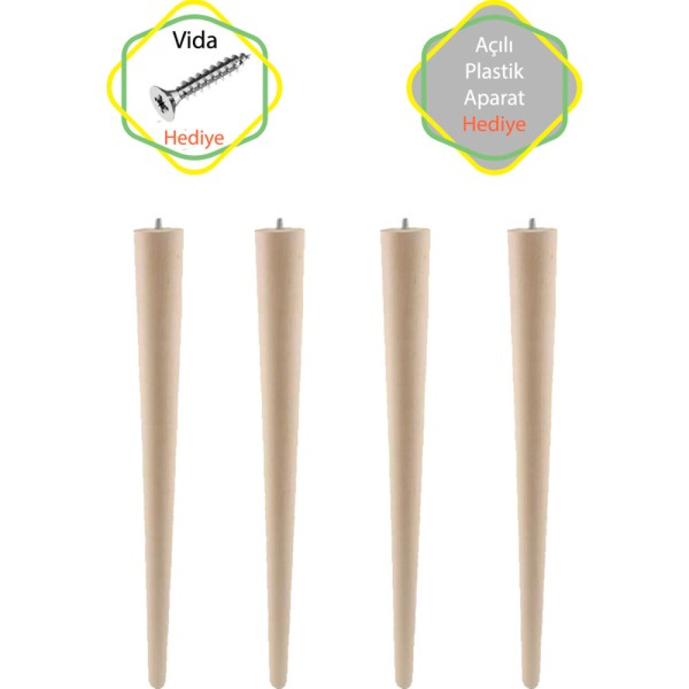 Evnalia 4 Adet Lüks 70 cm Ahşap Ham Masa Ayağı Çap: 4,2 cm Hobi Dıy (Vida ve Aparatlarıyla Birlikte) Nalburiye & Hırdavat Fiyatı