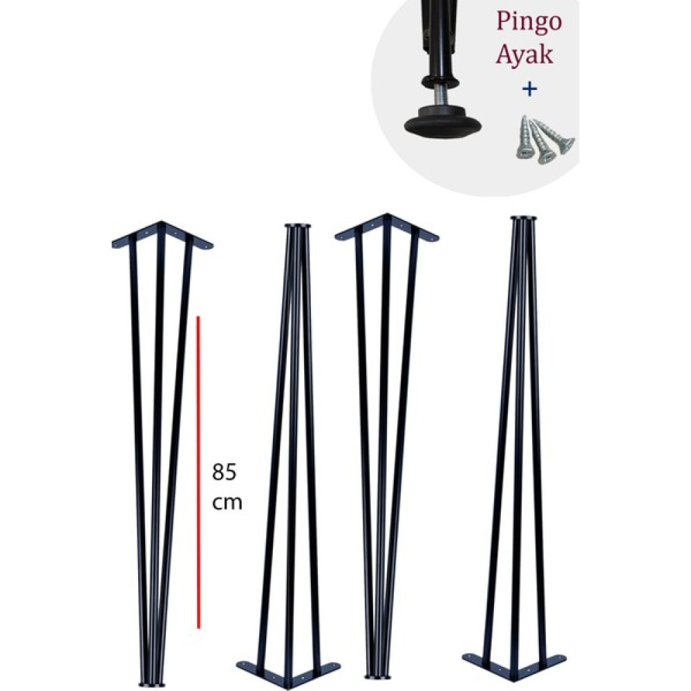 Evnalia 85 cm Pingolu Dresuar Ayağı Metal Profil Boru Ayak Kütük Yüksek Bar Masası Siyah (4 Adet) Nalburiye & Hırdavat Fiyatı
