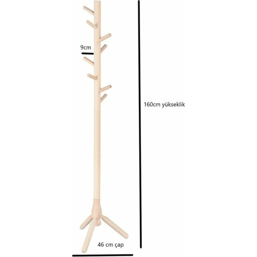 Evnalia Portmanto Ev Ofis Ahşap 3 Ayaklı Naturel Elbise Askılık 160X46 cm Vestiyer Fiyatı
