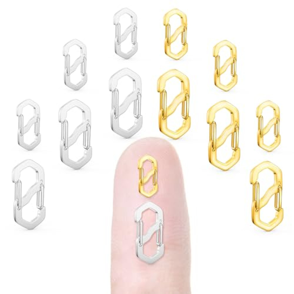 Evnlo 12Pcs Double Opening Lobster Clasp Necklace Shortener Bracelet Clasps and Closures,Gold and Silver Necklace Shortener Clip for Jewelry Making (Small & Large)