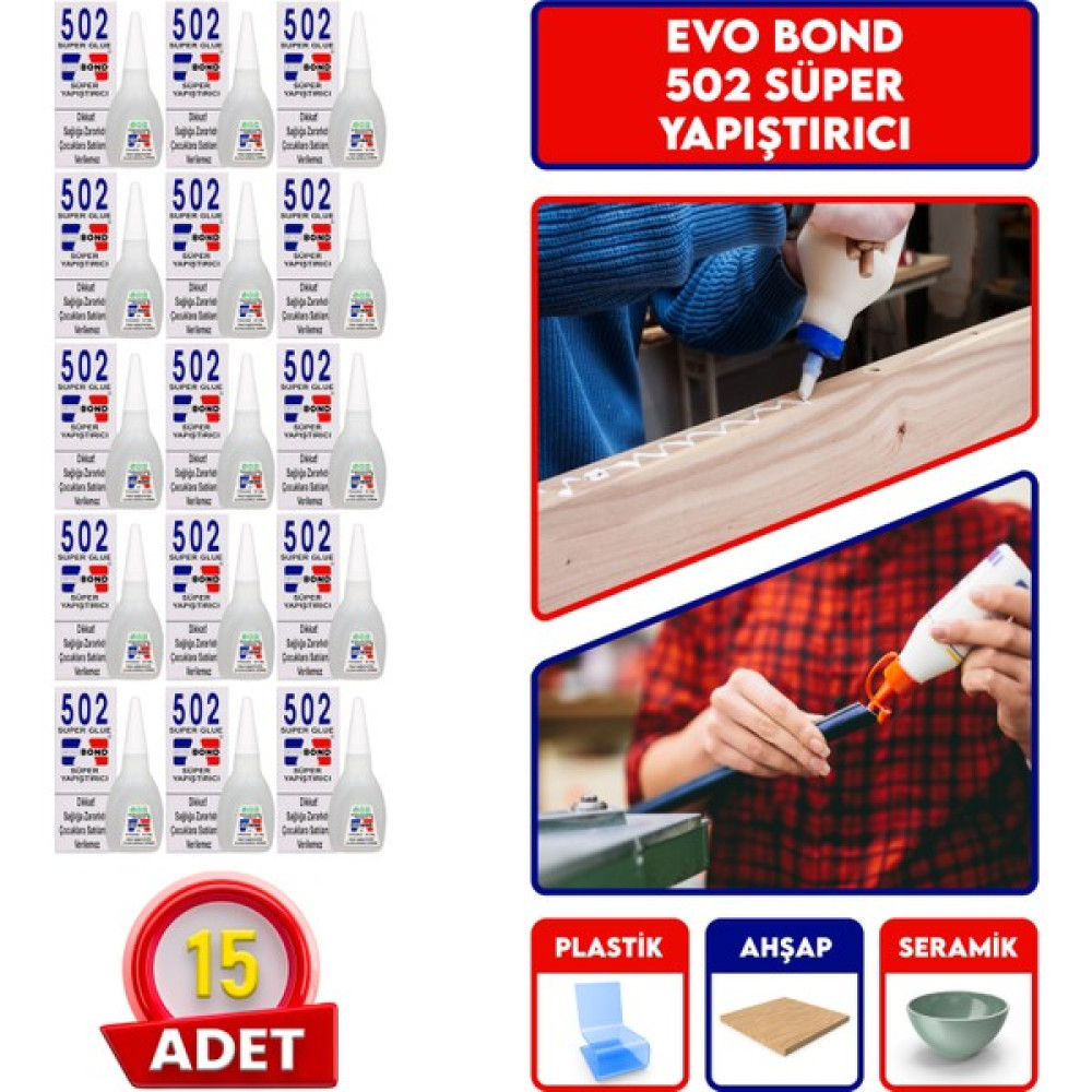 Evobond Evo Bond 502 Super Glue Süper Yapıştırıcı - 15 ADET Nalburiye & Hırdavat Fiyatı