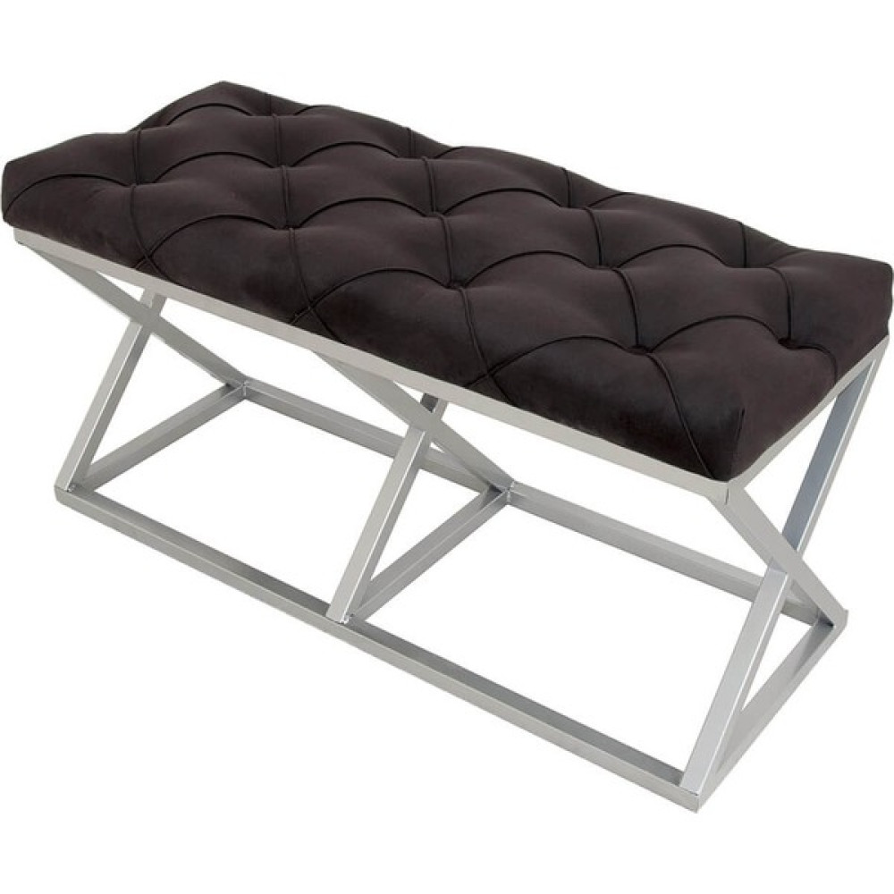 Evodeko Kapitone Siyah Gümüş Bench Puf Puf Fiyatı