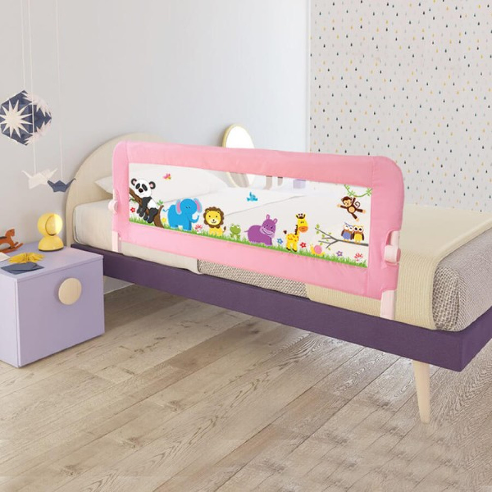 Evokids Animals Katlanabilir Çocuk Yatak Bariyeri 140x52 Cm - Pembe Bebek Yatak Bariyeri Fiyatı