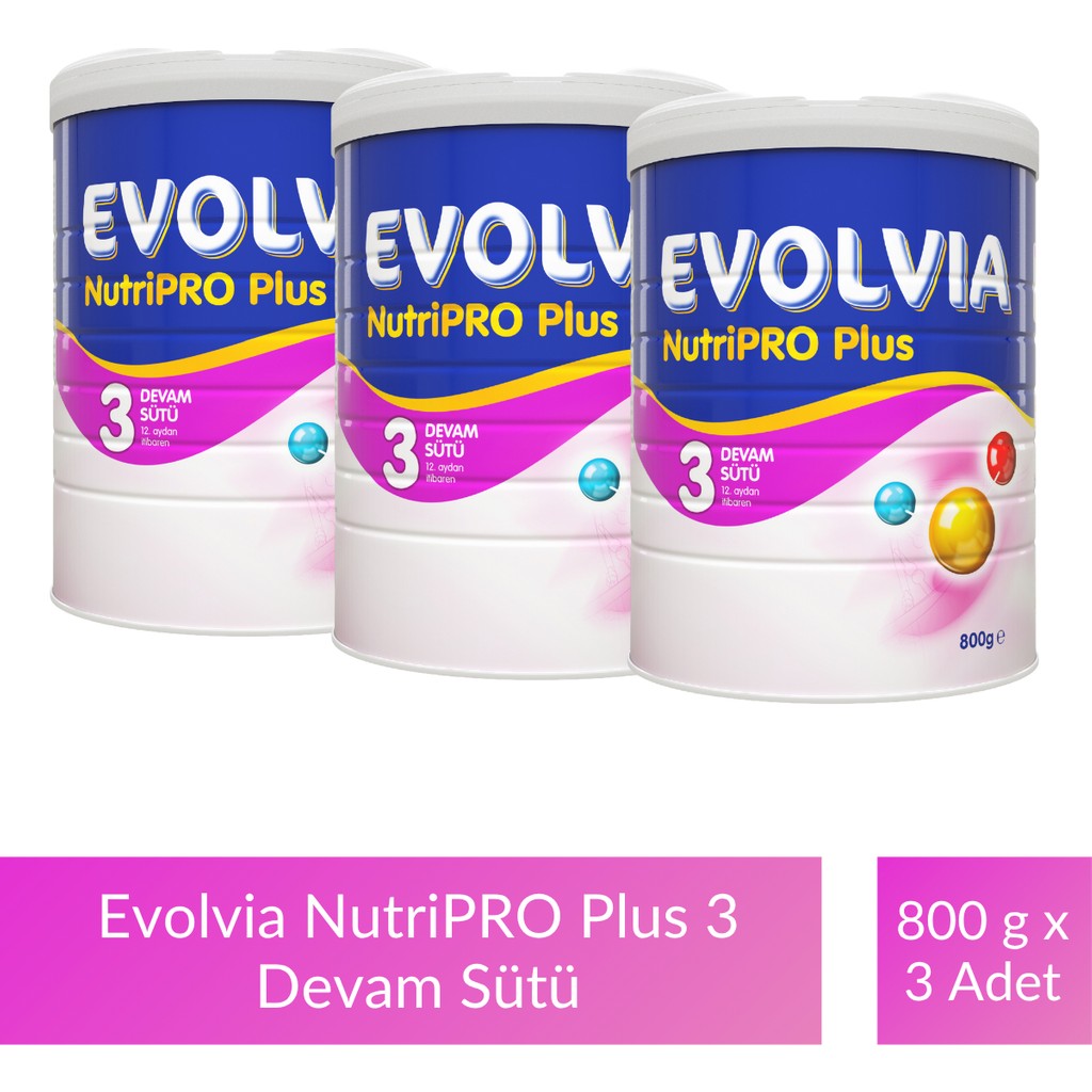 Evolvia NutriPRO Plus 3 Devam Sütü 800 gr x 3 Adet 12 Aydan İtibaren Bebekler İçin Zengin Sütlü İçerik Bebek Mamaları Fiyatı