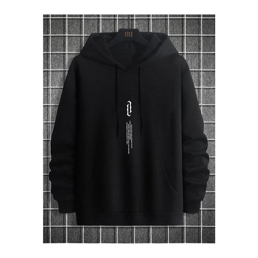 Evomind - Erkek Siyah Göğüs Dikey Baskılı Oversize Kapşonlu Sweatshirt 4 YAŞ Beden Bayan Sweatshirt Fiyatı