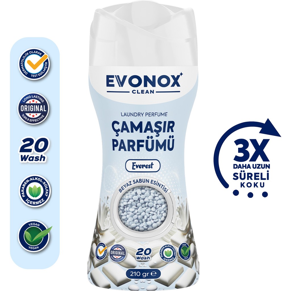 Evonox Clean Granül Çamaşır Parfümü & Çamaşır Yumuşatıcı Everest Beyaz Sabun Esintisi 210 gr Parfümler Fiyatı