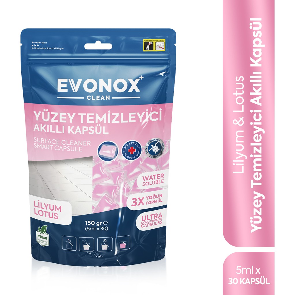 Evonox Clean Yüzey Temizleyici Akıllı Kapsül Lilyum&lotus Kokulu Deterjan ve Temizlik Ürünleri Fiyatı