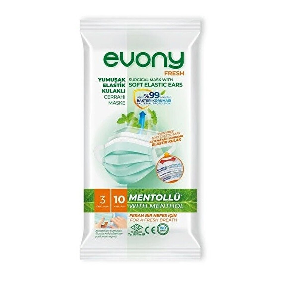 Evony 10'lu 3 Katlı Telli Mentollü Maske Maskeler Fiyatı