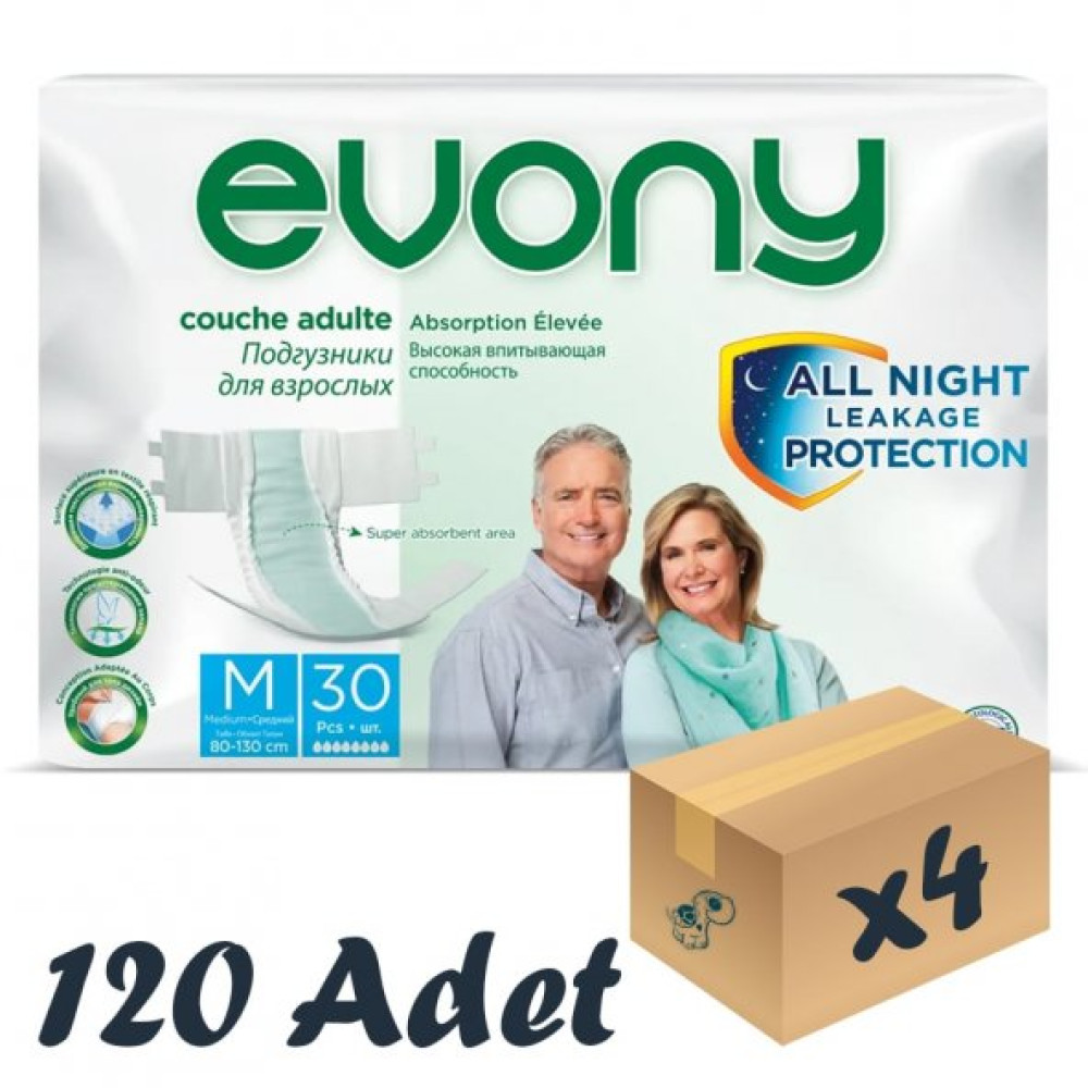 Evony Bel Bantlı Yetişkin Hasta Bezi Medium 30Lu 4 Paket 120 Adet Hasta Bezleri ve Temizliği Fiyatı