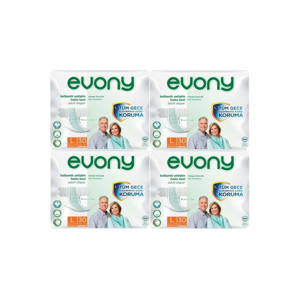 Evony Hasta Bezi Yetişkin Bel Bantlı Tekstil Yüzey L-büyük Boy 120 Adet (4pk*30) Hasta Bezleri ve Temizliği Fiyatı