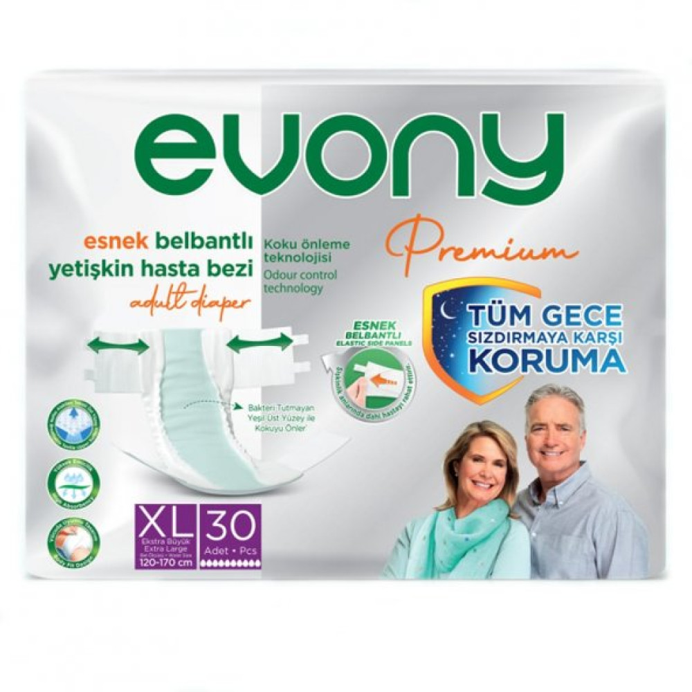 Evony Premium Esnek Bel Bantli Yetiskin Hasta Bezi Xlarge 30Lu Paket Hasta Bezleri ve Temizliği Fiyatı