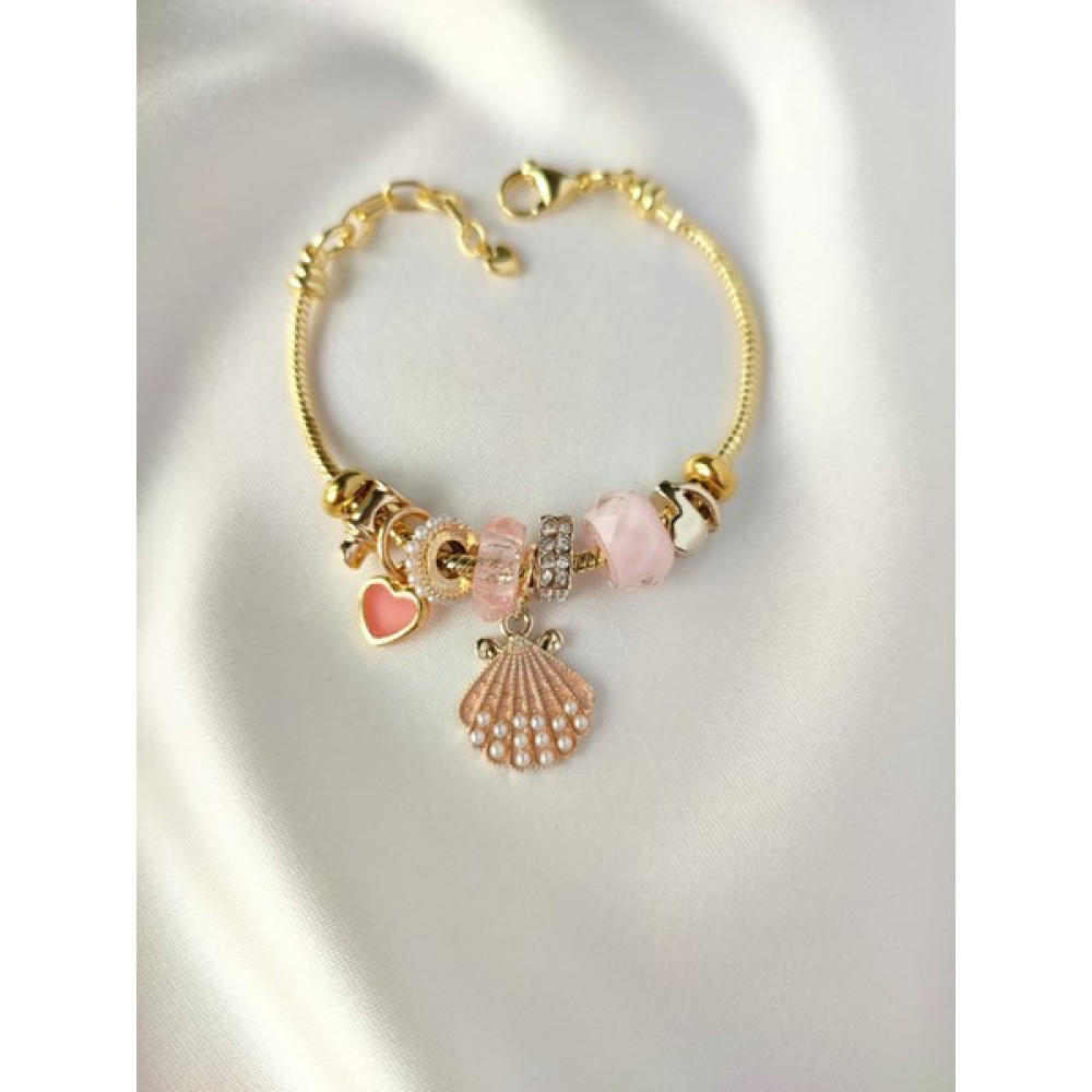 Evorya Gold Model Çelik Kadın Deniz Kabuk Charm Bileklik - 17cm + 4cm - Pembe Saat ve Bileklik Aksesuarı Fiyatı