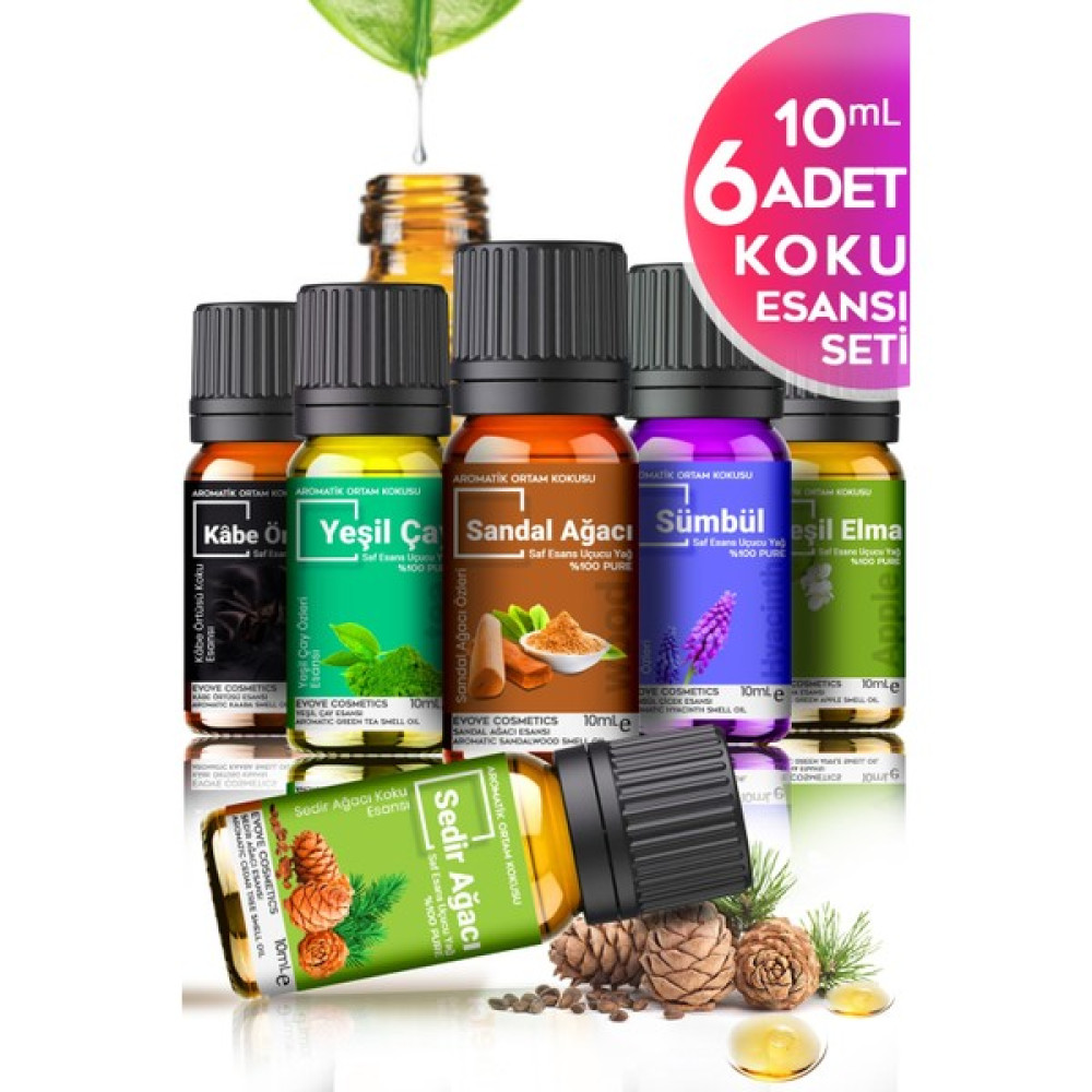 Evove Cosmetics 6'lı Set 6X10 ml Oda Ofis Mağaza Kokusu Difüzor Buhar Makinesi Yağ Esansı Ortam Kokusu - 0 Oda Kokusu Fiyatı